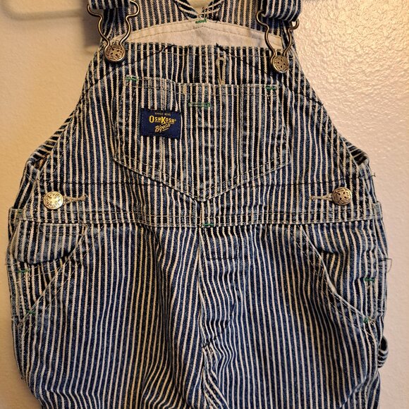OshKosh B’Gosh Vestbak Striped Denim Railroad Engineer Bib Overalls W/Snap Legs - Picture 2 of 9